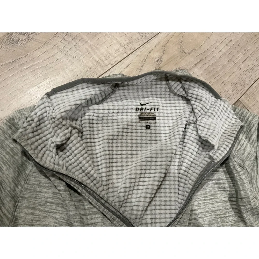 Nike Dri-FIT Womens Half Zip Running Top Grey Space‎ Dye Waffle Fleece Medium